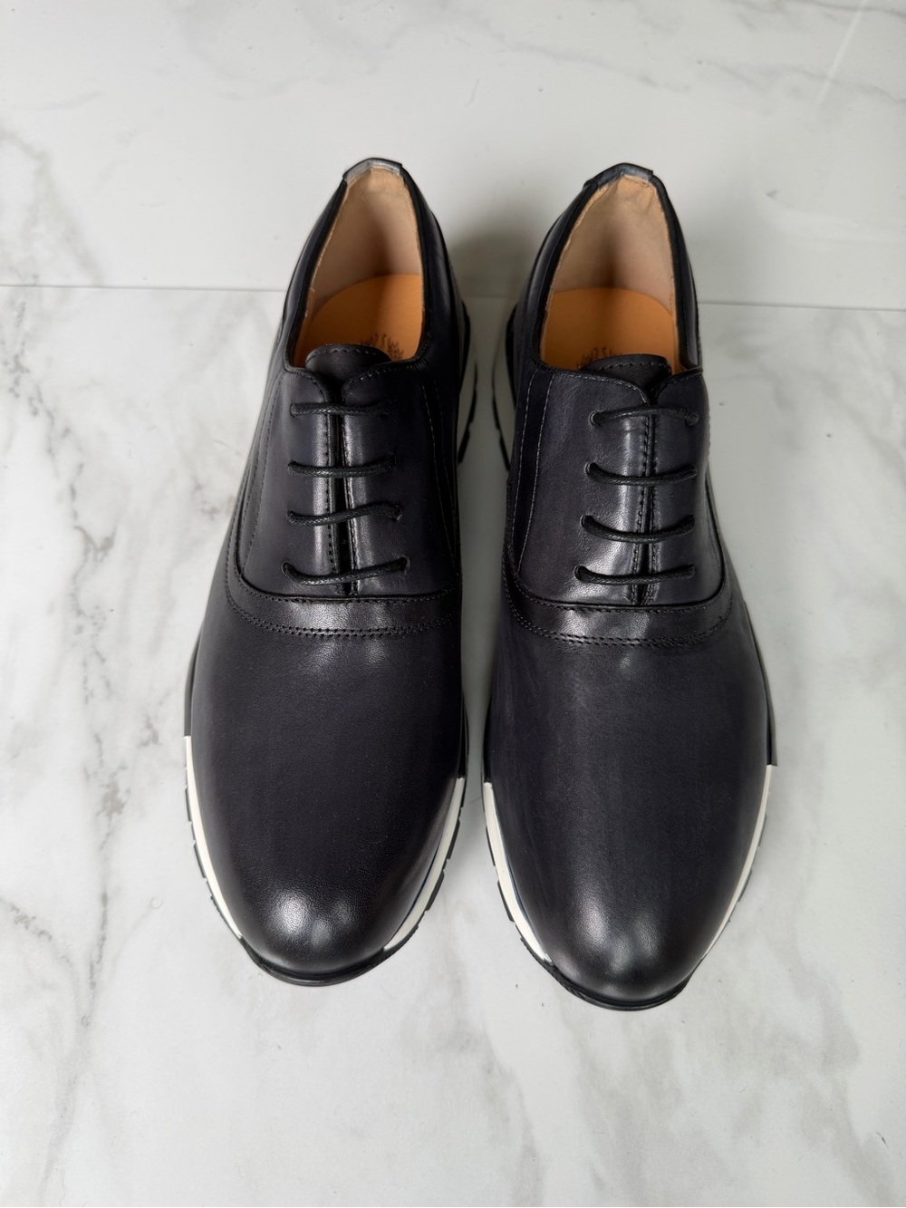 Men's Black Leather Derby Shoes - Sleek Lace-Up Dress Oxfords